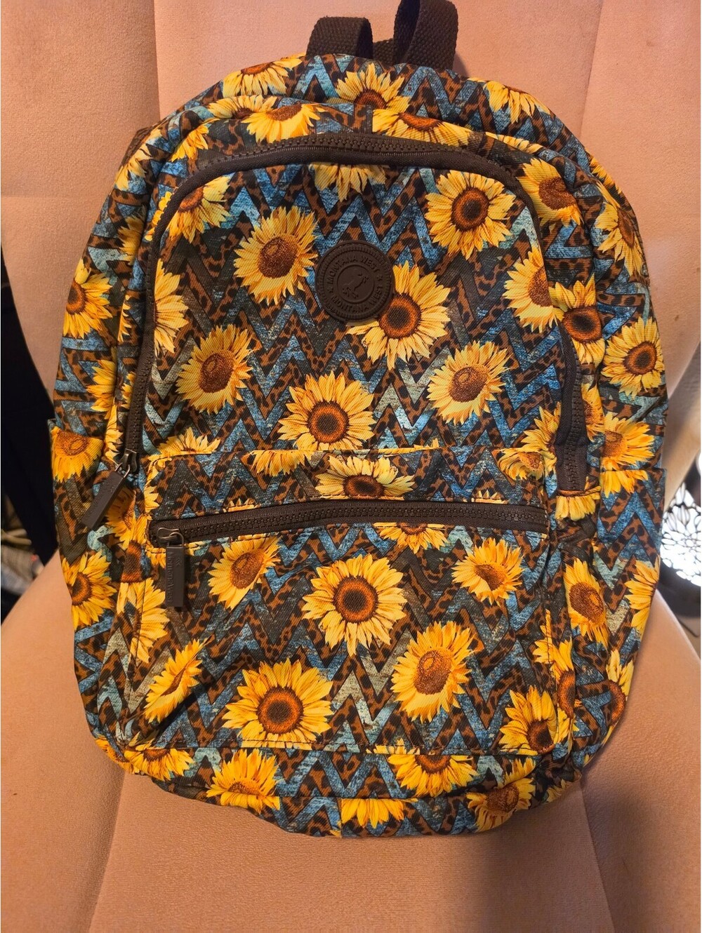Montana West Sunflower Print Backpack with Multiple Zippered Compartments